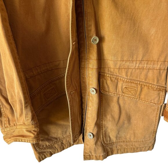 Vtg EMS Canvas Chore Barn Coat Sm Hooded Pockets Thick Lined Internal drawstring - Picture 7 of 16